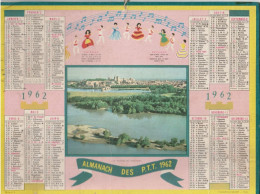 ALMANACH CALENDRIER Des POSTES TELEGRAPHES TELEPHONES . ANNEE 1962  .  FEUILLETS DU RHONE - Big : 1961-70