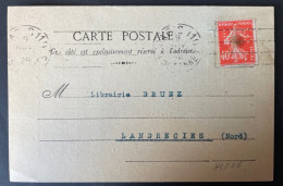 Semeuse  Perforé HLS 48  Sur Carte Commerciale En Tete Librairie H. Le Soudier 1926 - Covers & Documents