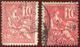 FRANCE > MOUCHON (Type I) # 112 Oblitéré, Mauvais Centrage (2 Ex.) - Côte 23 € - 1900-02 Mouchon