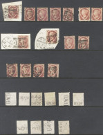 1870 1½d Rose Red Pl.1 U (5), Unused & M, Pl.3 U (8), On Piece (2) Also Perfins - Various (10) SG.51 (25) - Other & Unclassified