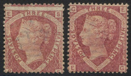 1870 1½d Rose Red Pl.1 SE, Centred Low & Pl.3 EG Well Centred, Both Unused. SG.51. - Other & Unclassified