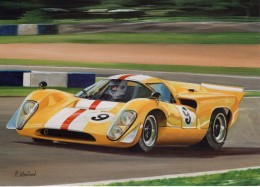 Lola T70 Mk.3B   - Art Card By Richard Wheatland - Large 17x12cms CPM - Le Mans