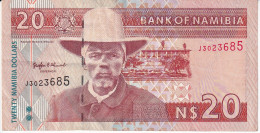 BILLETE DE NAMIBIA DE 20 DOLLARS DEL AÑO 1996  (BANKNOTE) GACELA-DEER - Namibie