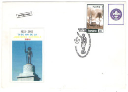 SCOUTS, STATUE, SIBIU PMK, PLOPIS MONASTERY MARAMURES STAMP ON COVER, 2002, ROMANIA - Briefe U. Dokumente