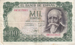 BILLETE DE ESPAÑA DE 1000 PTAS DEL AÑO 1971 JOSE ECHEGARAY SERIE 6W (BANKNOTE) - 1000 Pesetas