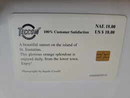 ST EUSTATIUS CHIP/ TECCOM/  SUNSET AT ST EUSTATIUS/ PALMTREE /  60 Units US$ 10, ,- Naf 18,00  **19947 ** - Antillas (Nerlandesas)