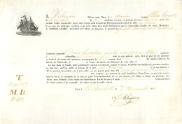 Connaissement Bill Of Lading 1844 - Navire Elisa Ernest De La Rochelle Au Havre - Transport Eau De Vie - 1800 – 1899