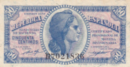 CRBS2889 BILLETE ESPAÑA 50 CENTIMOS EMISION 1937 SIN CIRCULAR - Altri & Non Classificati