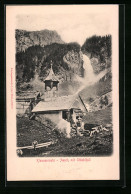 AK Unterschächen, Aesch, Kapelle Und Stäubifall Auf Der Klausenroute - Unterschächen