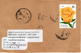 ROMANIA: ROSE On Circulated Cover Returned From GERMANY - Registered Shipping! - Briefe U. Dokumente