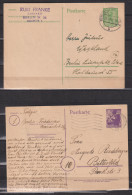 SBZ Ganzsachen P 1 O Bedarf Berlin 25.9.45 Und P 4b O Bedarf Berlin-Charlottenburg 2/23.8.45 (Beförderungsspuren) - Postwaardestukken