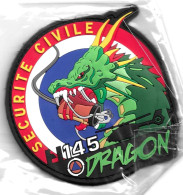 Ecusson PVC SECURITE CIVILE DRAGON H 145 BLEU BLANC ROUGE - Firemen