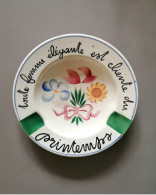Cendrier En  Céramique Du Printemps 23mm D'épaisseur 135mm De Diamètre Primavera Sarreguemines - Glass