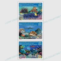 French NEW CALEDONIA 2023 Unesco World Heritage MARINE LIFE 3v - Ongebruikt