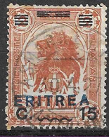ERITREA - 1924 - LEONE -  C.15/ 2A - S.STAMPA AZZURRA - USATO (YVERT 83 - MICHEL 83 - SS  83) - Eritrea