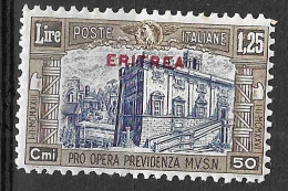 ERITREA - 1929 - PREVIDENZA - L. 1,25 + C.50 - NUOVO MH* (YVERT 135 - MICHEL 143 - SS  140) - Eritrea