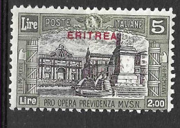 ERITREA - 1929 - PREVIDENZA - L. 1,25 + C.50 - NUOVO MH* (YVERT 136 - MICHEL 144 - SS  141) - Eritrea