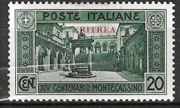 ERITREA - 1929 - MONTECASSINO - C. 20 - NUOVO MH* (YVERT 137 - MICHEL 142 - SS  146) - Eritrea