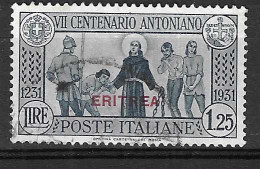 ERITREA - 1931 - S. ANTONIO - LIRE 1,25 - USATO (YVERT 185 - MICHEL 194 - SS  193) - Eritrea