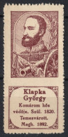Klapka György General / Revolution 1848 Hungary 1898 1914 History Portraits Label Cinderella Vignette - Cannon Gun - Autres & Non Classés