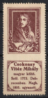 Csokonay Vitéz Mihály Poet Hungary 1898 1914 History Portraits Label Cinderella Vignette Lyre Music Instrument - Autres & Non Classés