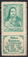 Mikes Kelemen Writer Poet / Hungary 1898 1914 History Portraits Label Cinderella Vignette - Sword Ink Pen - Autres & Non Classés
