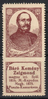 Kemény Zsigmond  Writer Jouranalist Transylvania Hungary 1898 1914 History Portraits Label Cinderella Vignette - Ink Pen - Autres & Non Classés