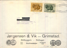 1964 NORUEGA , SOBRE CIRCULADO , GRIMSTAD - BREMERHAVEN - Briefe U. Dokumente