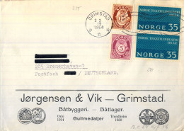 1964 NORUEGA , SOBRE CIRCULADO , BERGEN - BREMERHAVEN - Briefe U. Dokumente
