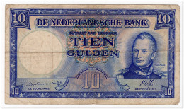 NETHERLANDS,10 GULDEN,1945,P.75a,FINE - 10 Gulden