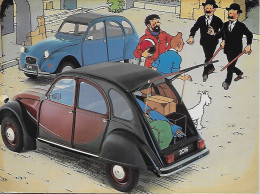 Delcampe - CPM  -Bandes Dessinées -  Hérgé -Tintin / 2CV Charleston / Citroën Et La BD. - Comicfiguren