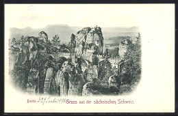 AK Bastei /Sächsische Schweiz, Blick Auf Die Bastei - Bastei (sächs. Schweiz)
