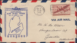 Sonderflug NATIONAL AIR MAIL WEEK  KALAMAZOO 13.11.1946 Nach Gouda / Niederland - Autres & Non Classés