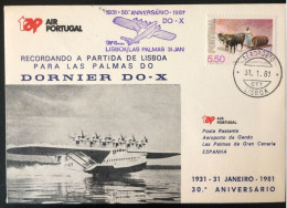 Portugal, Enveloppe 50e Anniversaire Liaison LISBOA / LAS PALMAS 1931-1981 - (W1557) - Briefe U. Dokumente