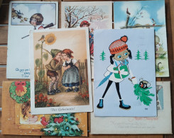 Lot 7 X CP LITHO Illustrateur Baro  Richardson  Cramer Tany Enfant Et Oiseau Voir Photo Pour Timbre - Verzamelingen & Kavels