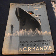 Delcampe - Coupe Longitudinale Du Paquebot Normandie - Dépliants Turistici