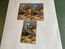 - 57 - Aruba L&Gr Bird 3 Different Phonecards With Variants - Aruba