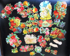 Beau Lot 25 Chromos Découpi Fruit Et Fleurs NEUF Jamais Utilisés Avec De Trs Belle Couleur époque Fin XIX ème - Fleurs