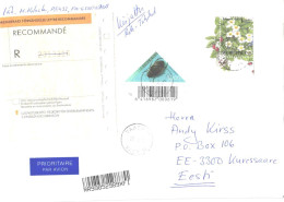 Finland Registered Cover With Stamps And Finnish Post Label, Estonian Post Label, Insect, Flowers, 1996 - Briefe U. Dokumente