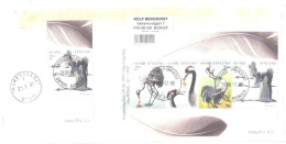 Finland Registered Cover With Stamps And Finnish Post Label, Block Birds, Storks, Coat Of Arms, 1997 - Briefe U. Dokumente