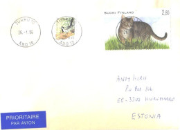 Finland Cover With Stamps, Bird, Cat, 1996 - Briefe U. Dokumente