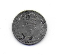 (Monnaies). GB. Grande Bretagne. 3 Penny 1901 Victoria Argent - Other & Unclassified