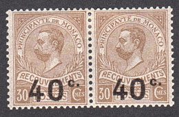 Monaco - 1919 - Variété " Chiffres Espacés " Tenant à Normal - Timbres-Taxe N° 12b+12 - Neufs * - Albert 1er - Errors And Oddities