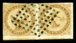 N°3d, 10c Bistre-jaune: Paire Dont Un Timbre Couché, TB (signé Marquelet/certificat)  Qualité: Oblitéré  Cote: 650 Euros - Eagle And Crown