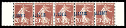 ** N°13c, 20c Semeuse: Surcharge à Cheval Sur Bande De 5 Bdf. TB  Qualité: **  Cote: 400 Euros - Unused Stamps