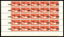 ** N°148b, 25c Sur 50c Rouge: Surcharge Renversée En Panneau De 25 Exemplaires. TTB (certificat)  Qualité: **  Cote: 362 - Unused Stamps