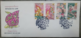 Hindu Gods, Goddess Hinduism, Archery, Deer Hunting, Elephant, Lotus Flower Cancellation Hindu Mythology Laos FDC 1964 - Hinduism
