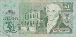 BILLET De BANQUE GUERNESEY 1 Pound 1 £ De 1991 Daniel De Lisle Brock N° Série W 365639 - Guernsey - Guernsey