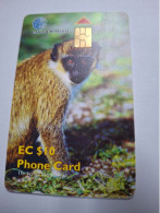 ST. KITTS & NEVIS-(KN-C&W-CHP-0009-STK-C9)-MONKEY-(1)(EC $10)-(1/2000)(00119405)-GOOD CARD - St. Kitts & Nevis