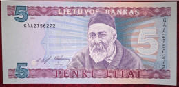 Lithuania 5 Litai P55 GAA [1993] UNC - Litouwen